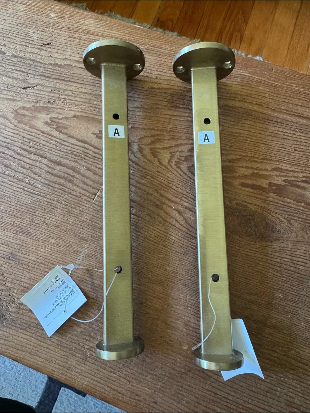 NWT Crate and Barrel Brass Riggs Dot Wall Shelf Bracket Set